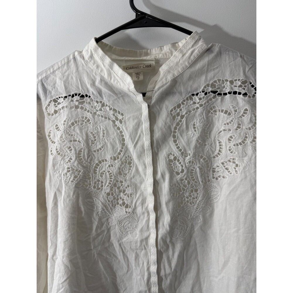 White Lace Blouse Top Fairy Angle Vibes Boho Pretty Hippie Snaps Women's XL PXL